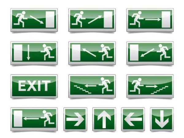 Panneaux de sortie de secours verts